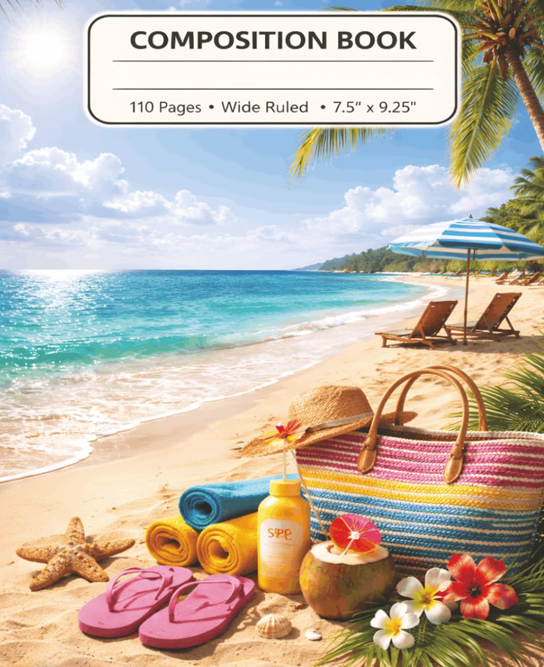 Paradise Found Tropical Beach Day Composition Book Cover